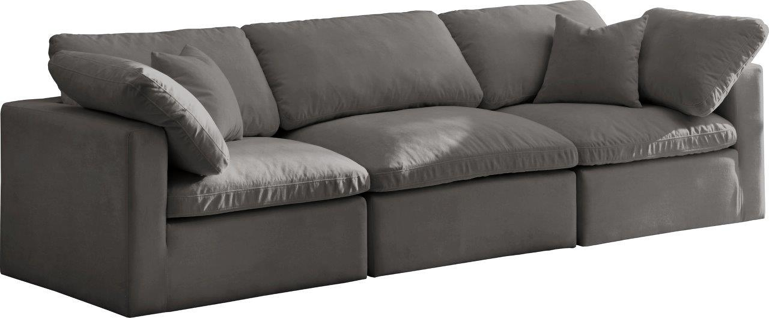  Plush Grey Velvet Standard Cloud Modular Sofa 602Grey-S105 