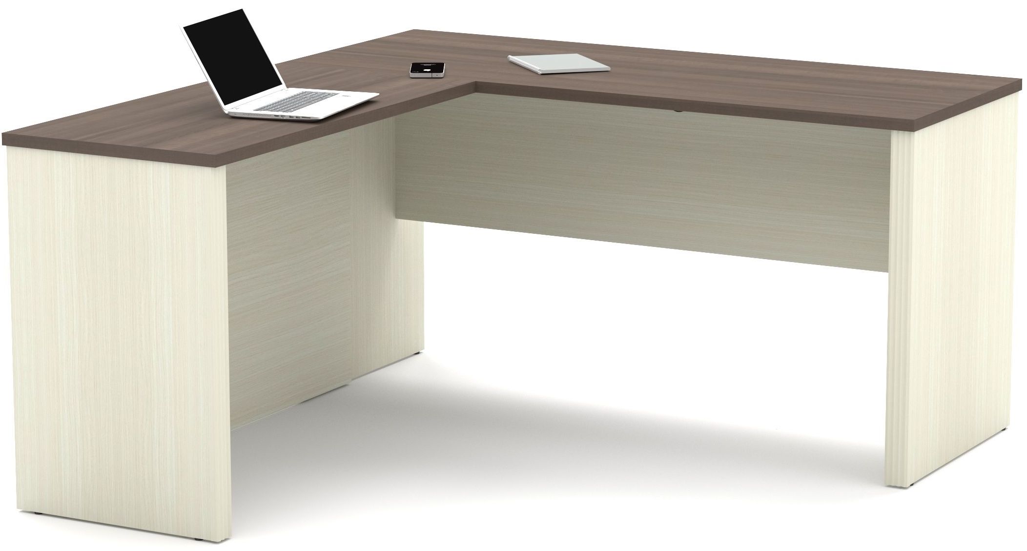 Prestige White Chocolate And Antigua L Shaped Workstation