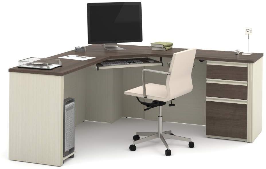 Prestige White Chocolate And Antigua Corner Desk With One Pedestal