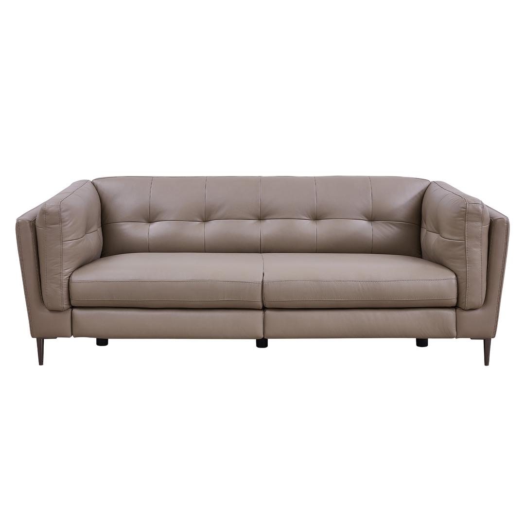 Primrose Dark Metal And Greige Genuine Leather Power Reclining
