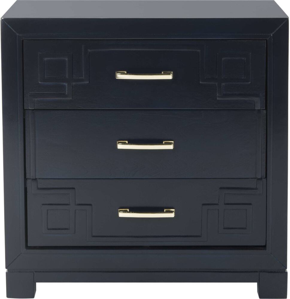 Raina Navy Navy 3 Drawer Greek Key Nightstand 1stopbedrooms