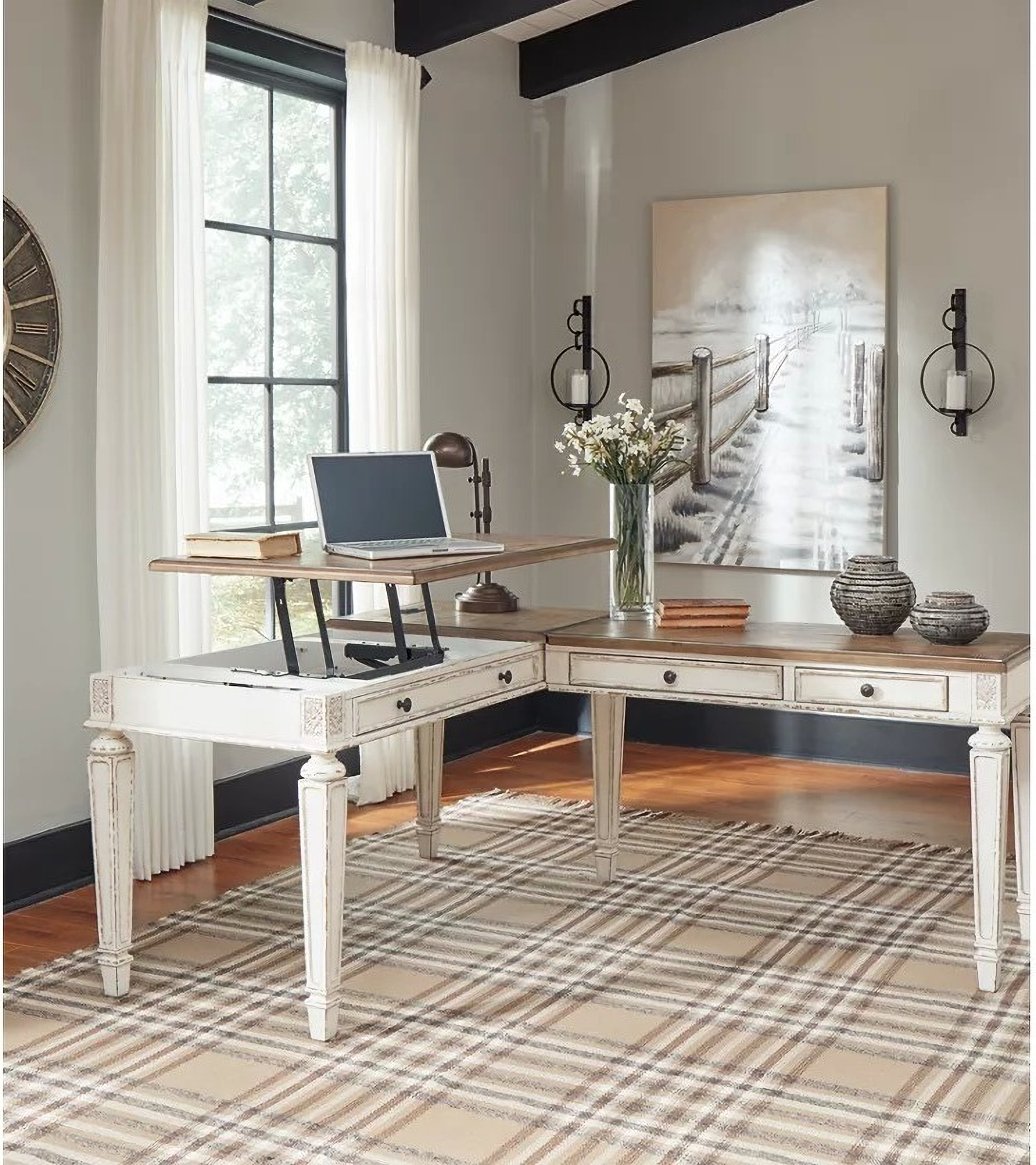 Realyn White And Brown Home Office Desk 1StopBedrooms.