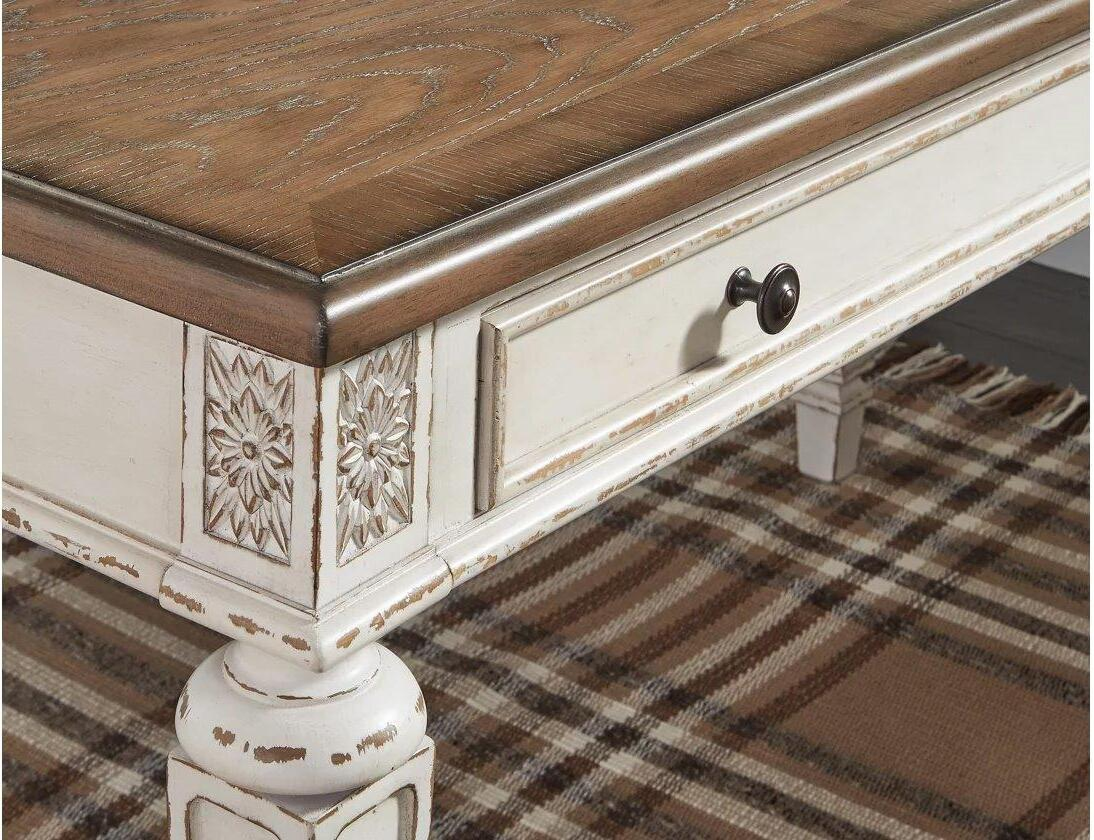 Realyn White and Brown Home Office L Desk 1StopBedrooms.