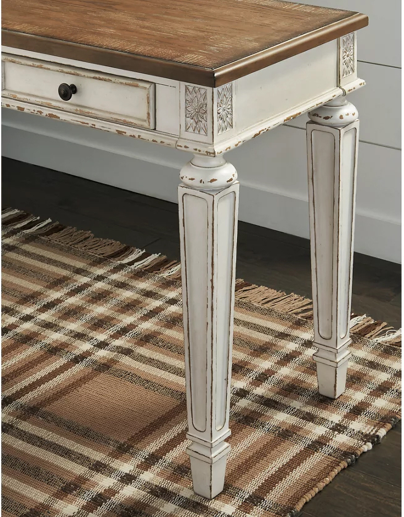 Realyn White and Brown Home Office L Desk 1StopBedrooms.