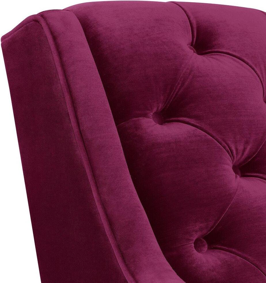 Reese Cranberry Button Tufted Accent Chair With Gold Legs ...