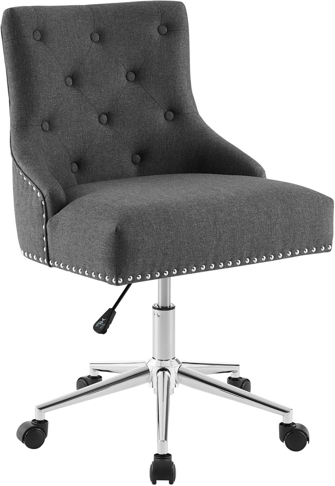 Regent Gray Tufted Button Swivel Upholstered Fabric Office Chair