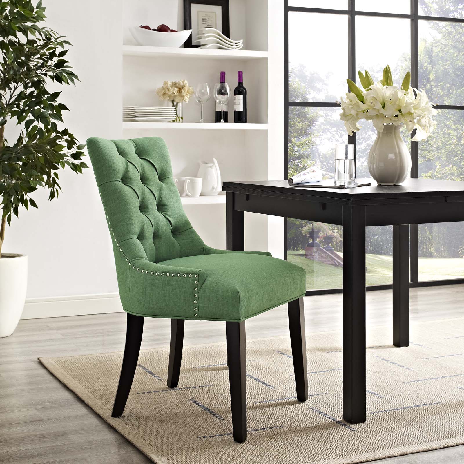 Regent Kelly Green Tufted Fabric Dining Side Chair EEI-2223-GRN