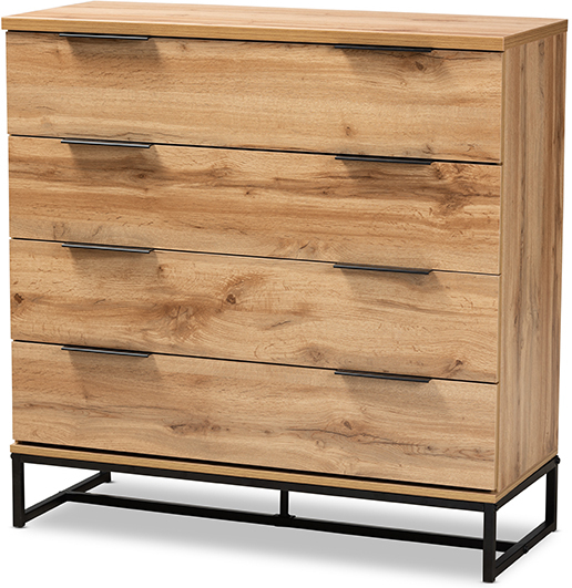 Reid Modern And Contemporary Industrial Oak Finished Wood And