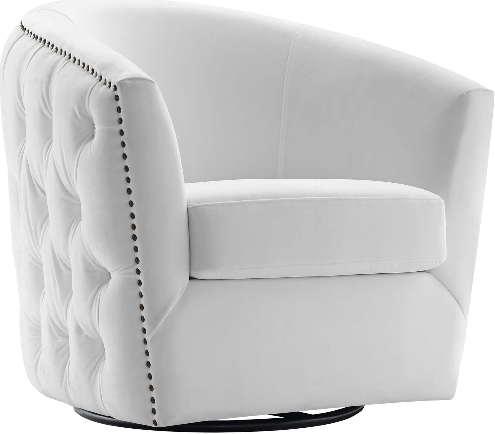 Rogue White Swivel Performance Velvet Arm Chair EEI-3434 ...