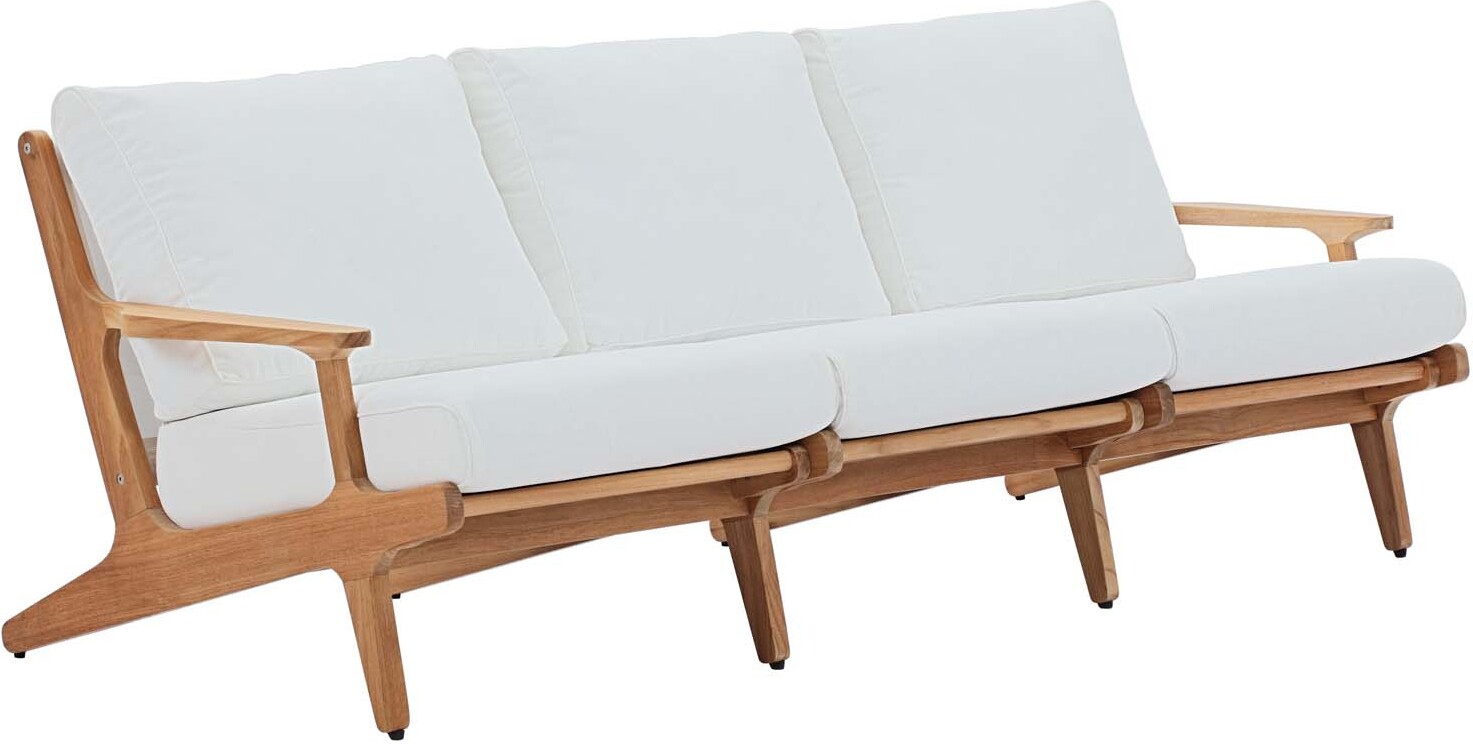 Saratoga White Outdoor Patio Premium Grade A Teak Wood Sofa Eei