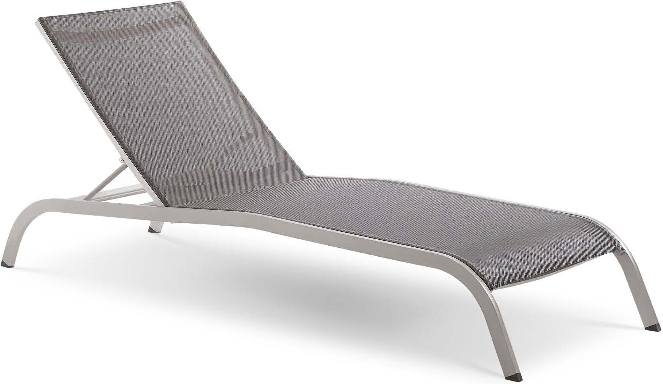 Savannah Gray Mesh Chaise Outdoor Patio Aluminum Lounge Chair Eei