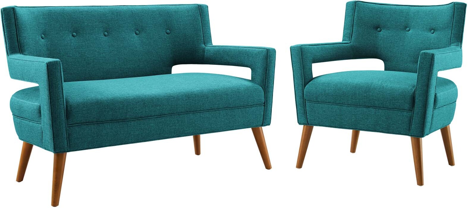 Sheer Teal Upholstered Fabric Loveseat And Arm Chair Set Eei 4083 Tea Set 1stopbedrooms