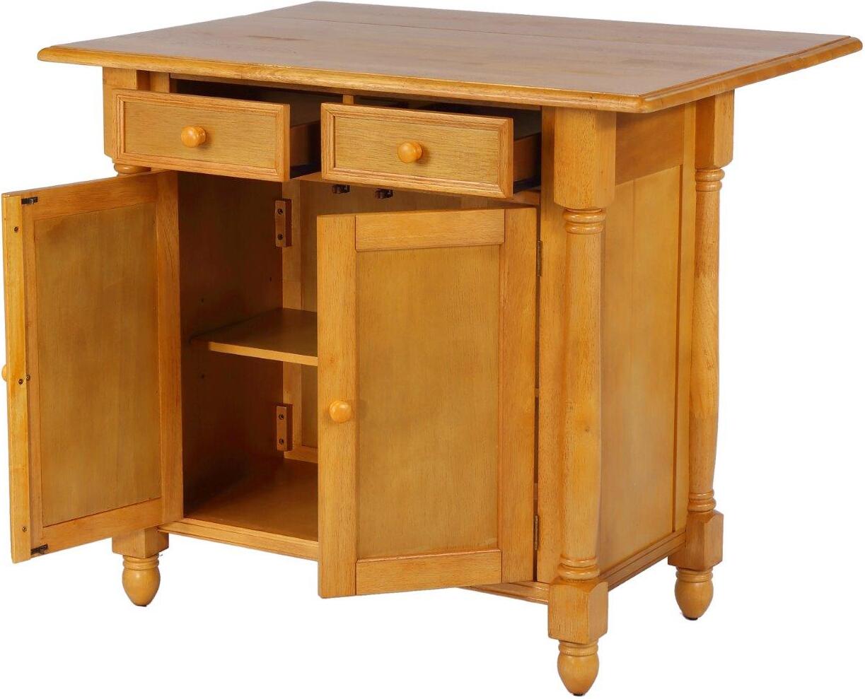 Sunset Trading Light Oak Kitchen Island with Drop Leaf Top ... The solid wood kitchen island has a convenient drop leaf that rises to provide dining/serving.