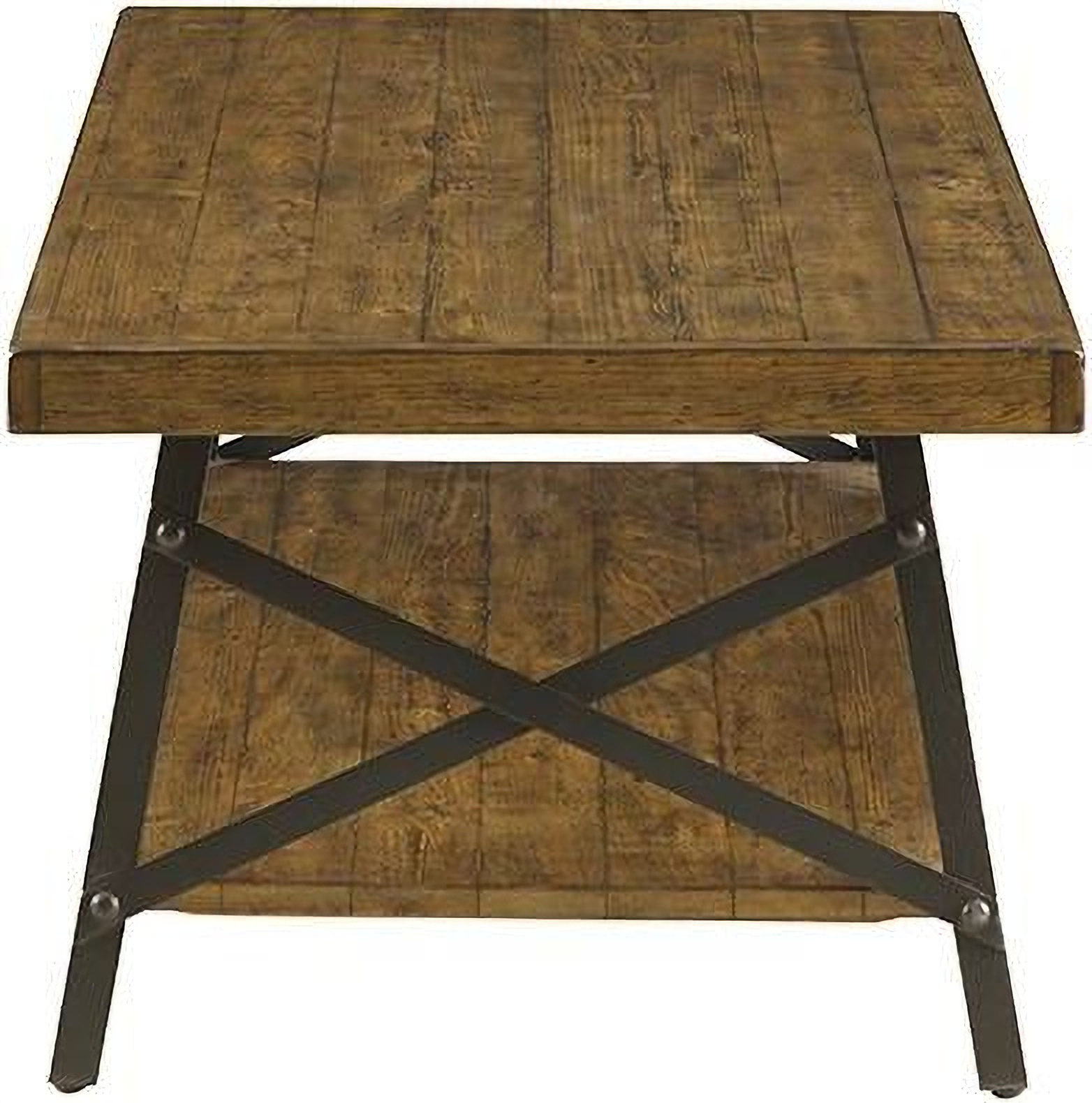 Chandler Rustic Industrial Solid Wood and Steel Coffee Table with Open