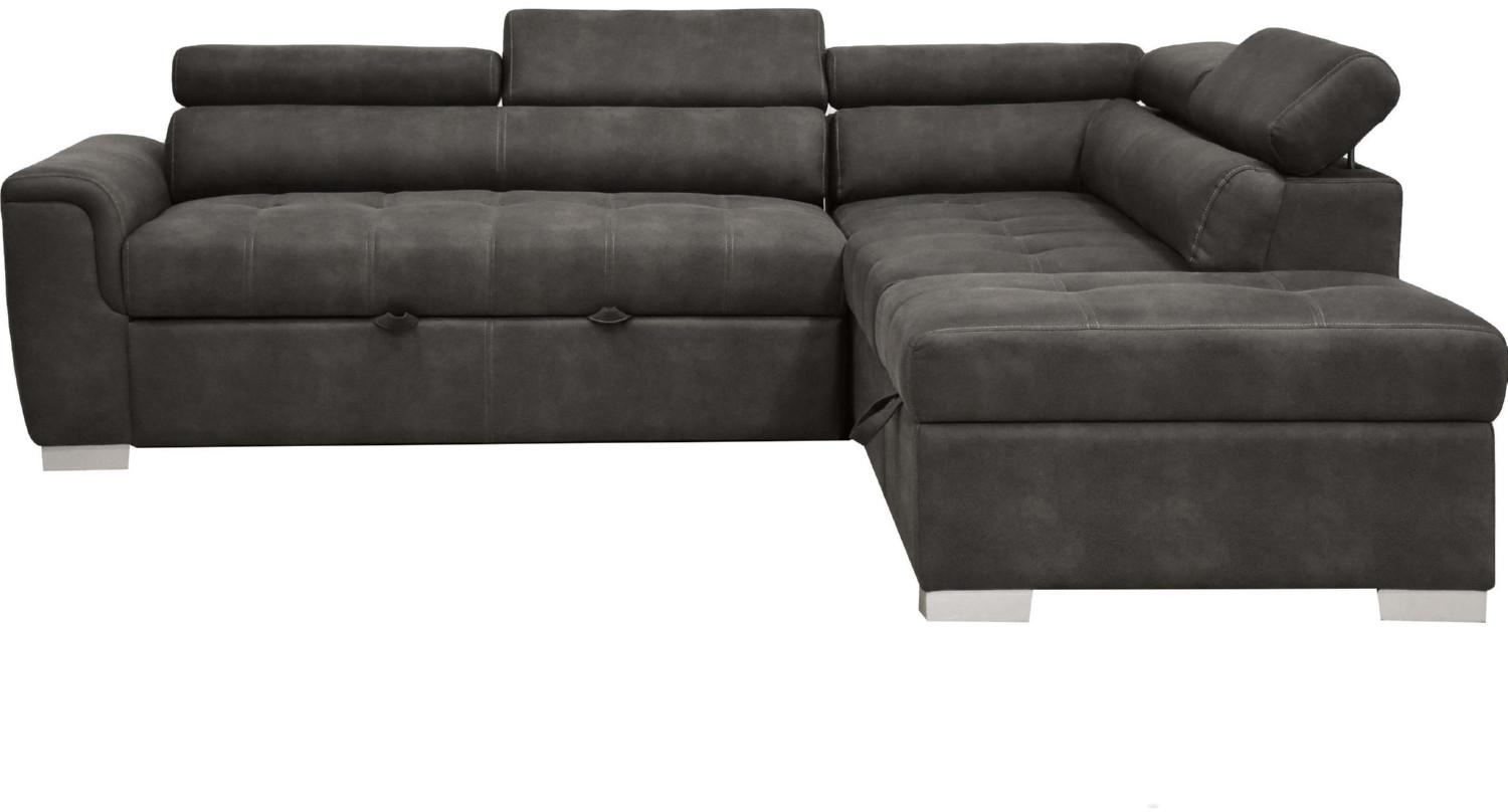 Thelma Gray Polished Sectional Sleeper Sofa With Ottoman