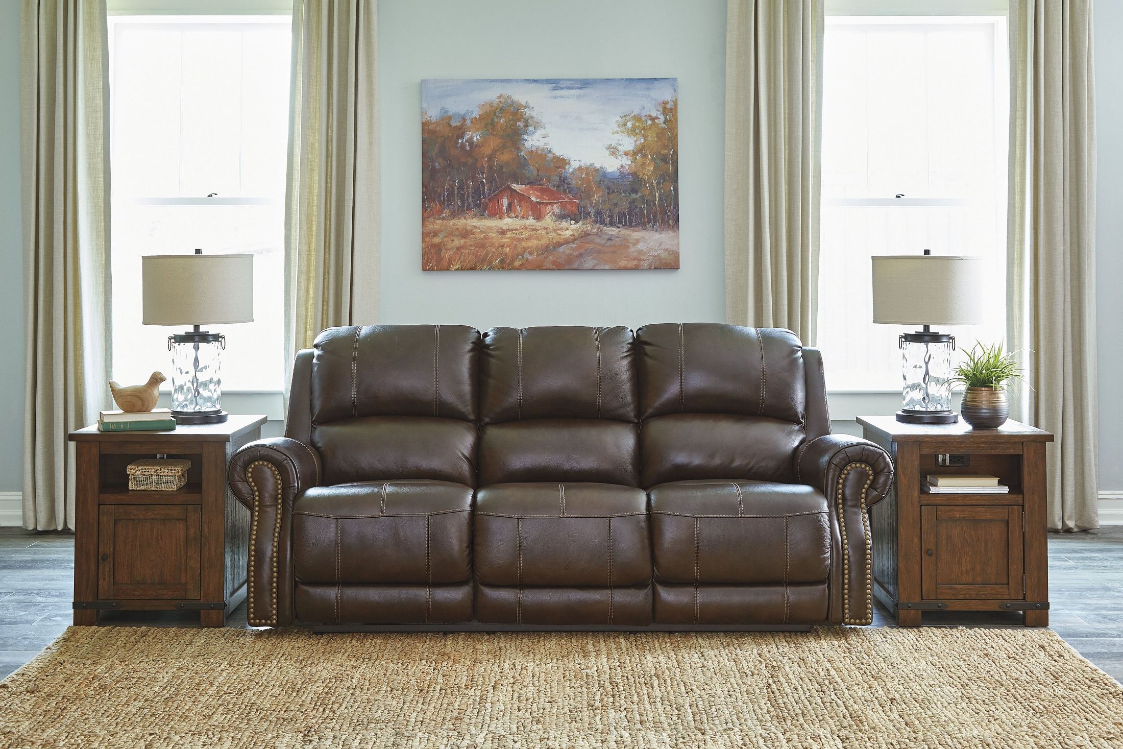 Buncrana Chocolate Power Reclining Sofa With Adjustable Headrest 1stopbedrooms