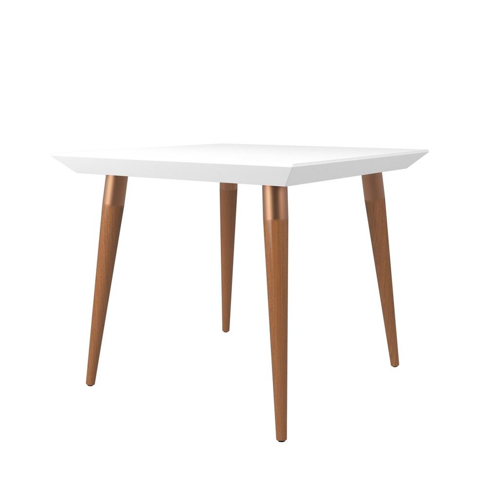 Utopia 35 43 Inch Modern Beveled Square Dining Table With Glass Top In White Gloss 1stopbedrooms