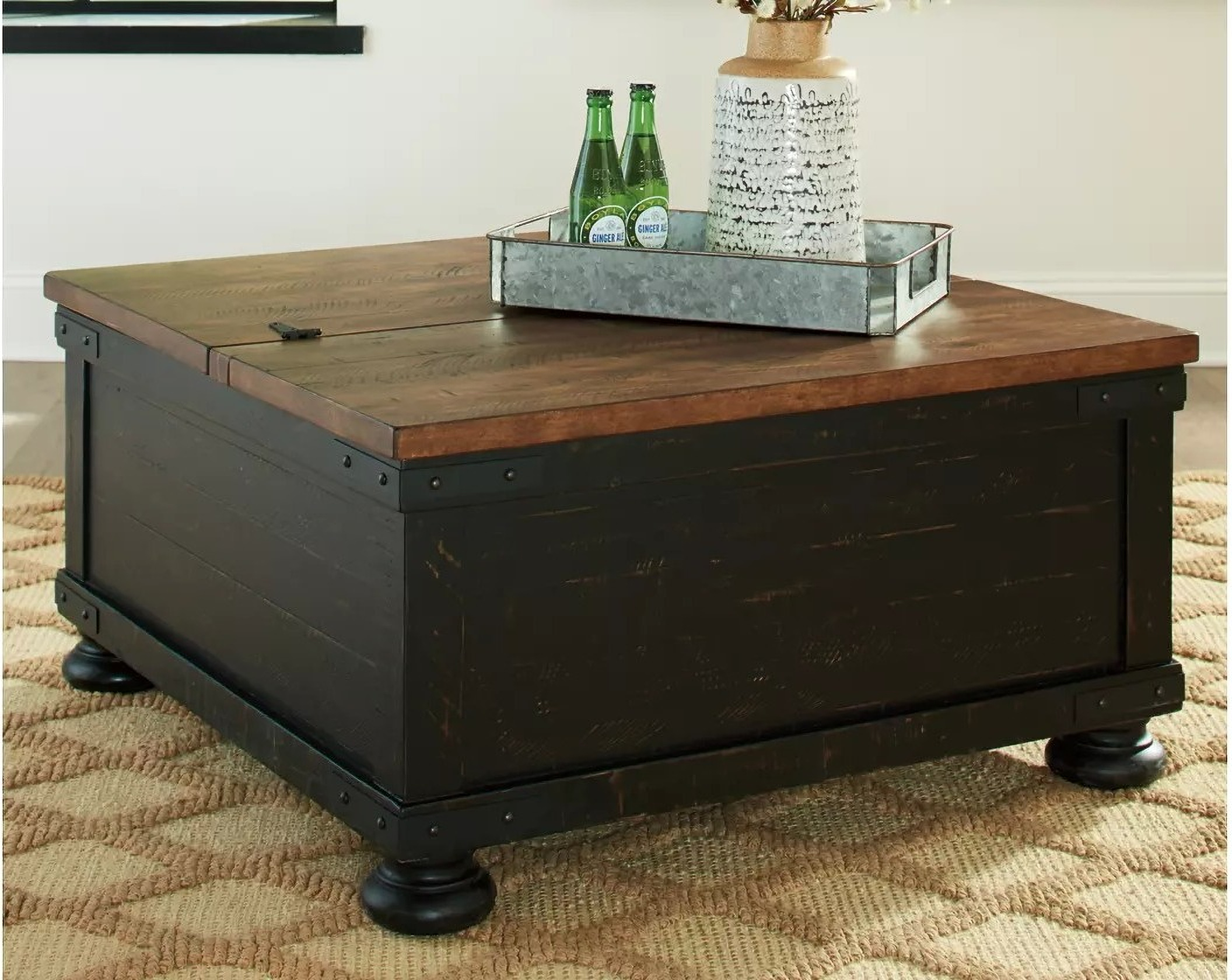 Valebeck Black And Brown Square Lift Top Cocktail Table 1stopbedrooms - Valebeck Black Square Lift Top Cocktail Table Valebeck Black And Brown Square Lift Top Cocktail Table 1stopbedrooms - Valebeck Black Square Lift Top Cocktail Table