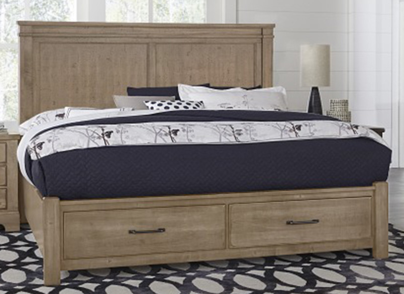 Vaughan Bassett Cool Rustic King Mansion With Storage Footboard Bed In Natural 1stopbedrooms