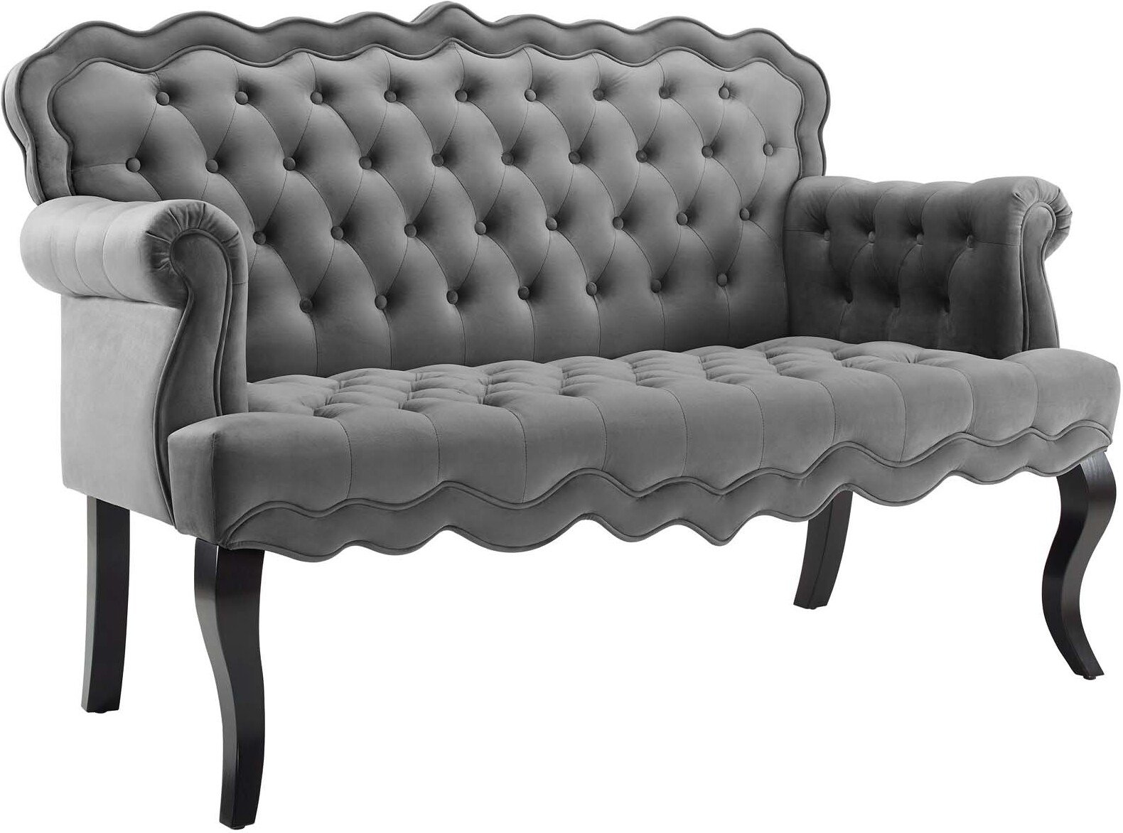 Viola Gray Chesterfield On Tufted Loveseat Performance Velvet Viola Gray Chesterfield On Tufted