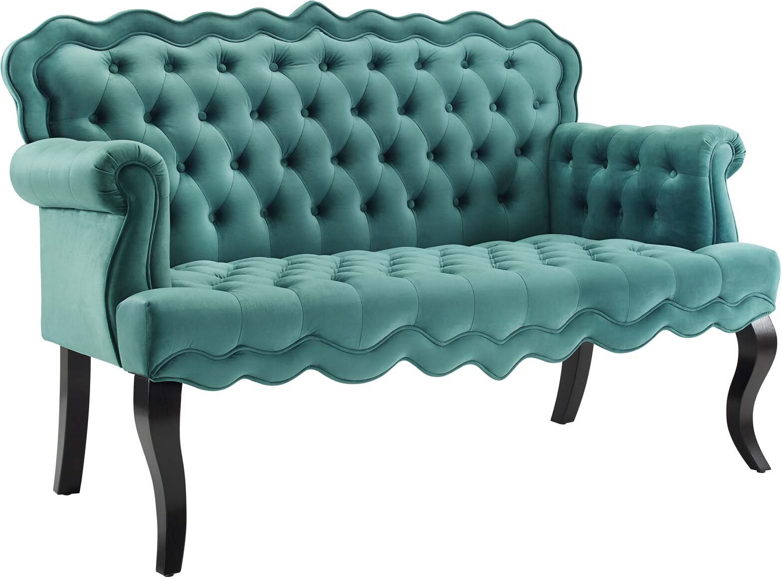 Viola Teal Chesterfield Button Tufted Loveseat Performance Velvet Settee Eei 3373 Tea 1stopbedrooms