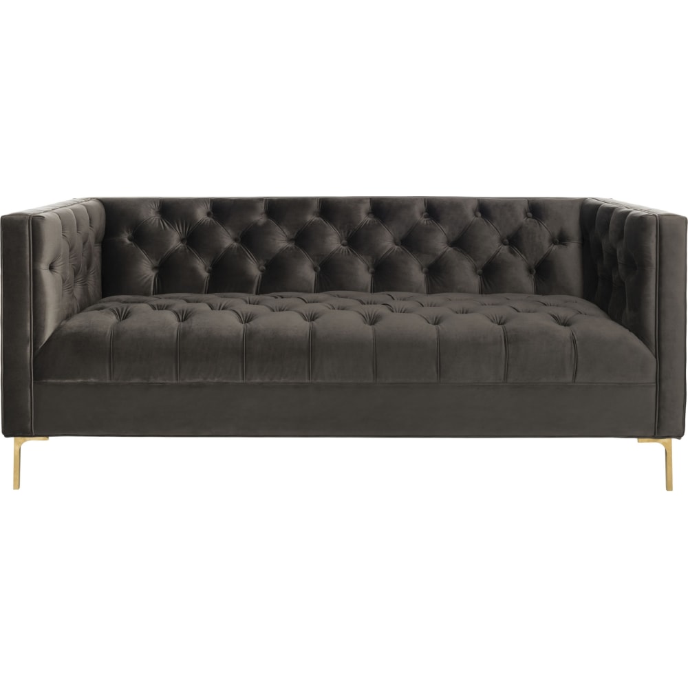 Vydia Dark Mink Velvet Tufted Sofa 1stopbedrooms