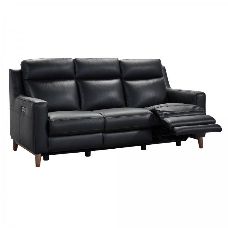 Wisteria Black Genuine Leather Power Reclining Sofa 1stopbedrooms