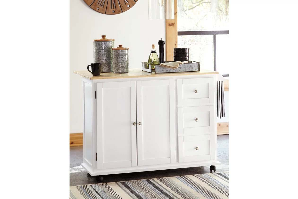 Withurst Espresso And White Kitchen Cart 1stopbedrooms