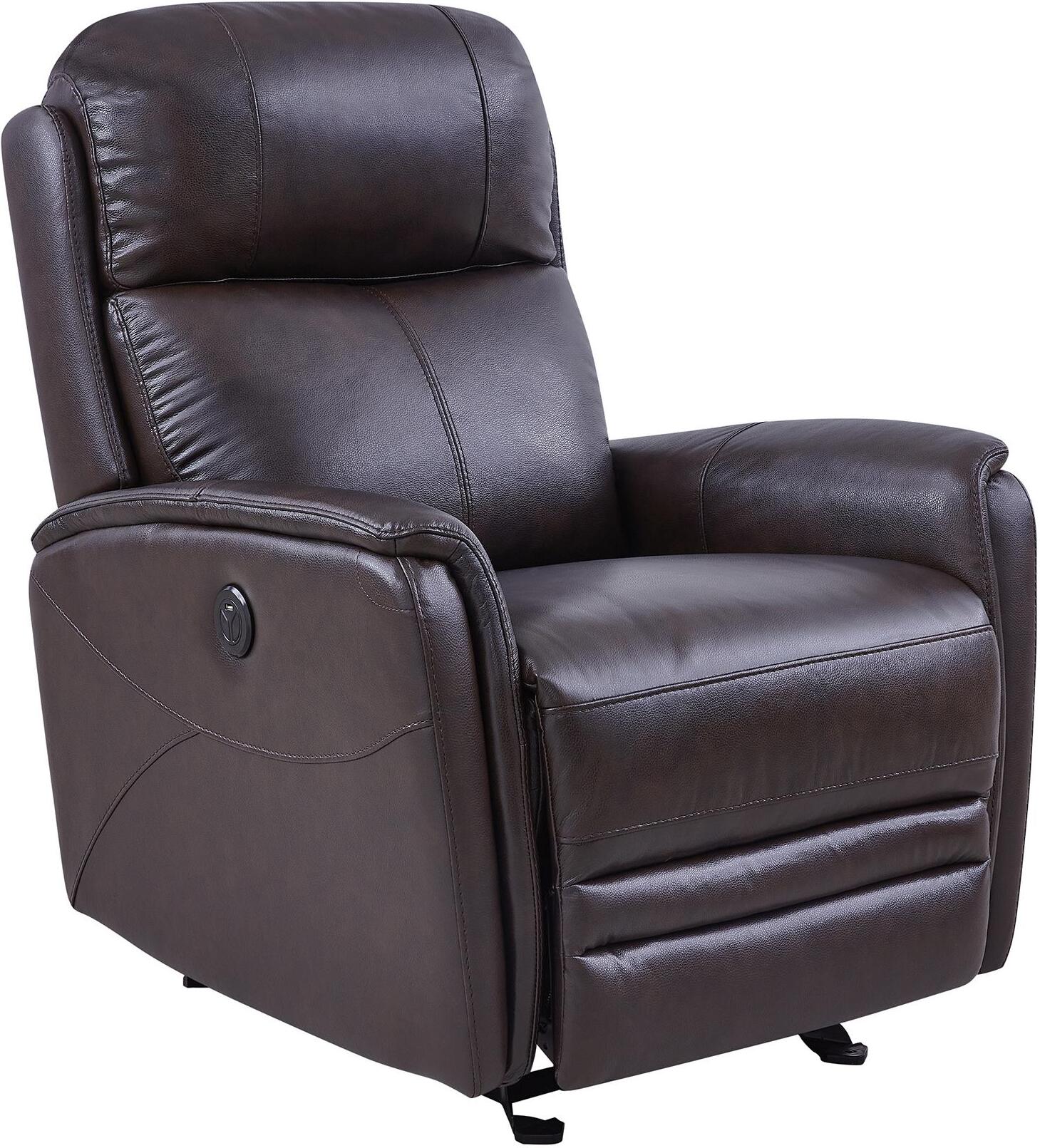 Wolfe Dark Brown Genuine Leather Power Reclining Chair 1stopbedrooms