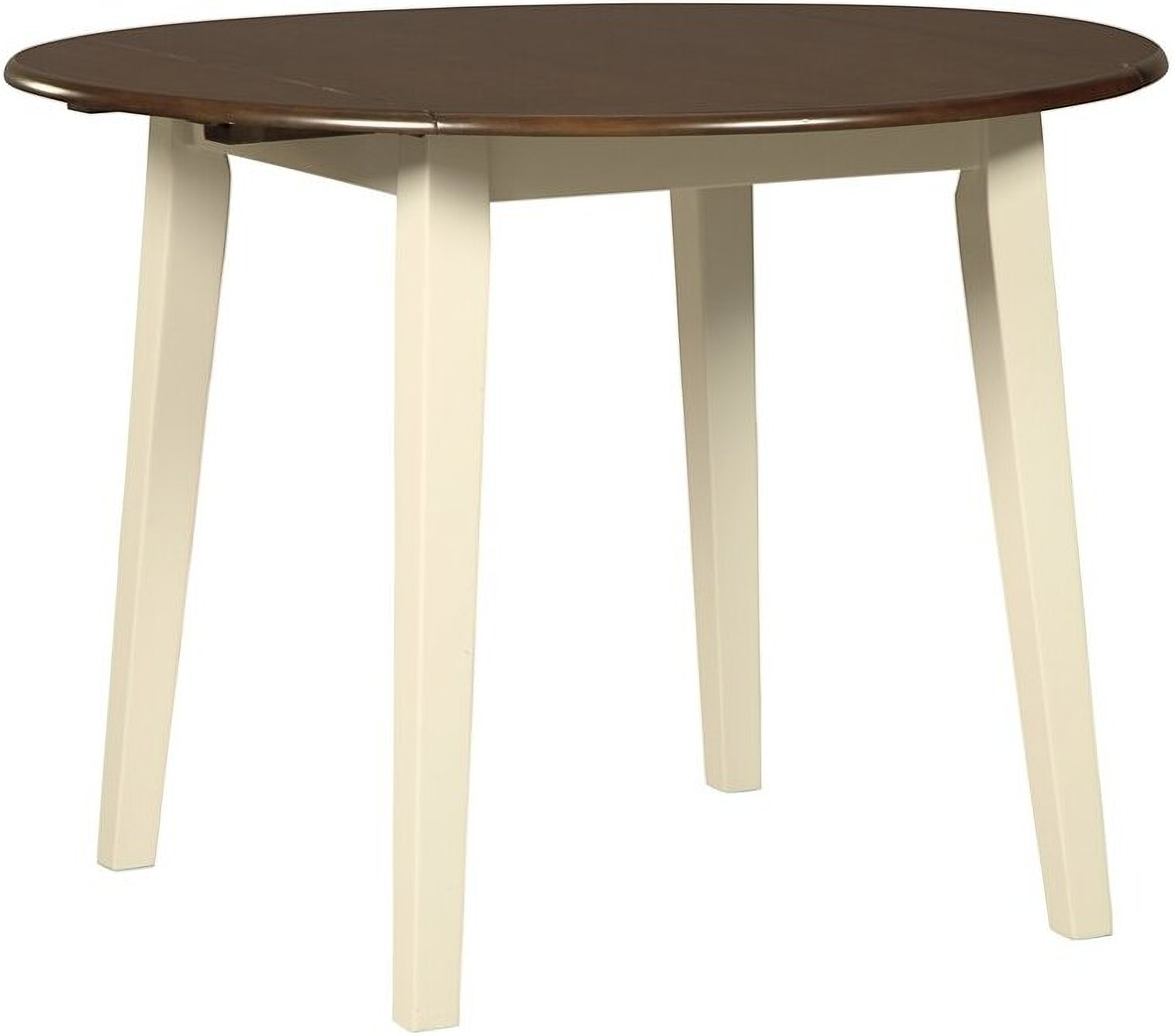 Woodanville White and Brown Round Drop Leaf Dining Table 1StopBedrooms.