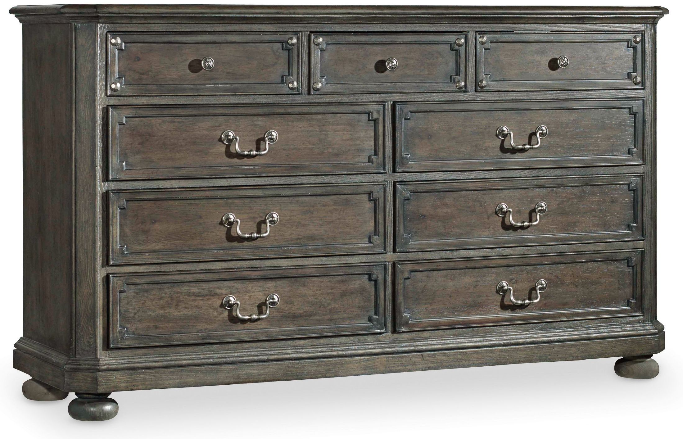 Vintage West Charcoal Gray 9 Drawer Dresser 1stopbedrooms