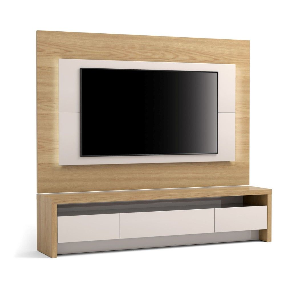 2 Piece Sylvan 70 86 Inch Tv Stand And Panel With Led Lights In Nature Wood And Off White 1stopbedrooms Explore modern ways of hiding the tv on the wall additionally to traditional cabinets, curtains, and decorative screens. 1stopbedrooms