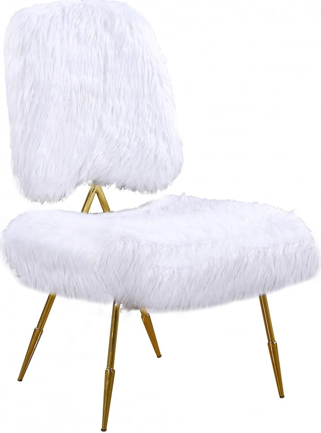 Meridian Magnolia White Fur Accent Chair 1stopbedrooms