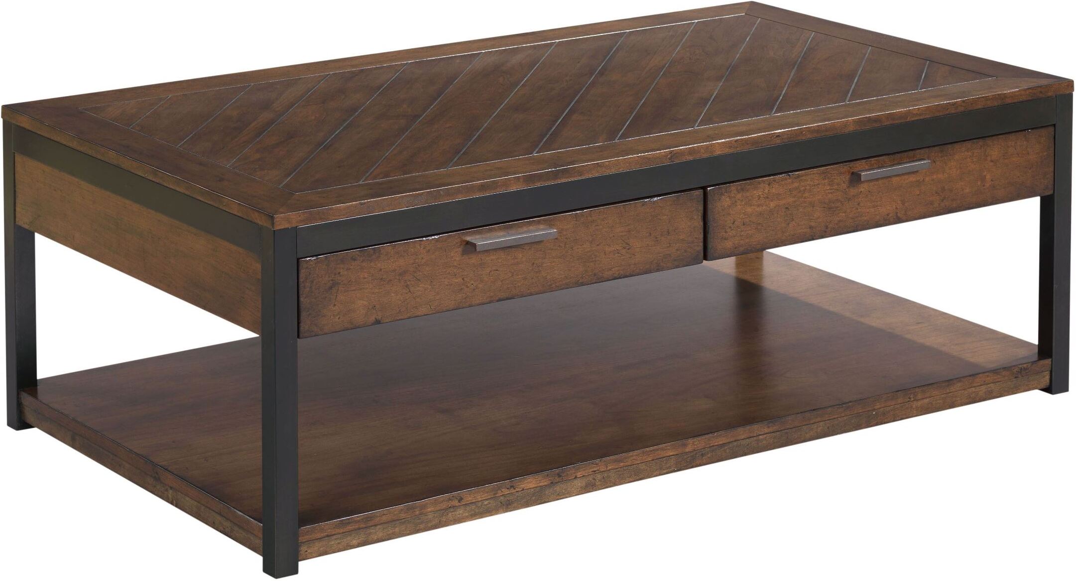 Franklin Warm Cherry 2 Drawer Rectangular Cocktail Table 1stopbedrooms