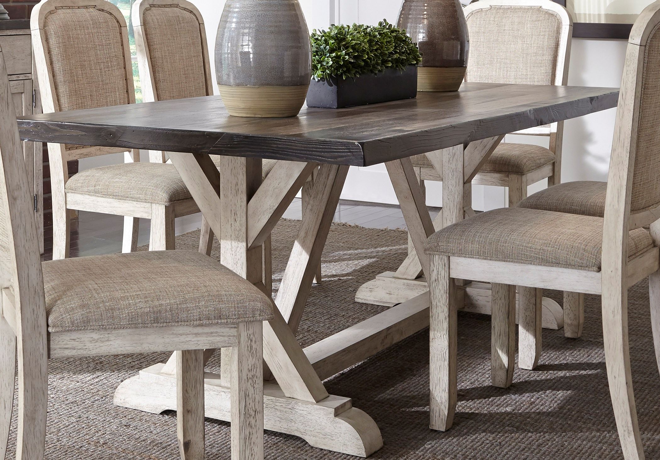 The rustic gallery offers beautiful and authentic pieces that illustrate the owners' true passion for finding i bought the most beautiful pieces of fine furniture for my kitchen. willowrun rustic white trestle dining table