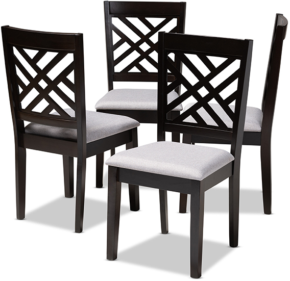 Baxton Studio Caron Modern And Contemporary Gray Fabric Upholstered Espresso Brown Finished Wood Dining Chair Set Of 4 1stopbedrooms Baxton Studio Caron Modern And, Modern Wood Dining Chairs Set Of 4
