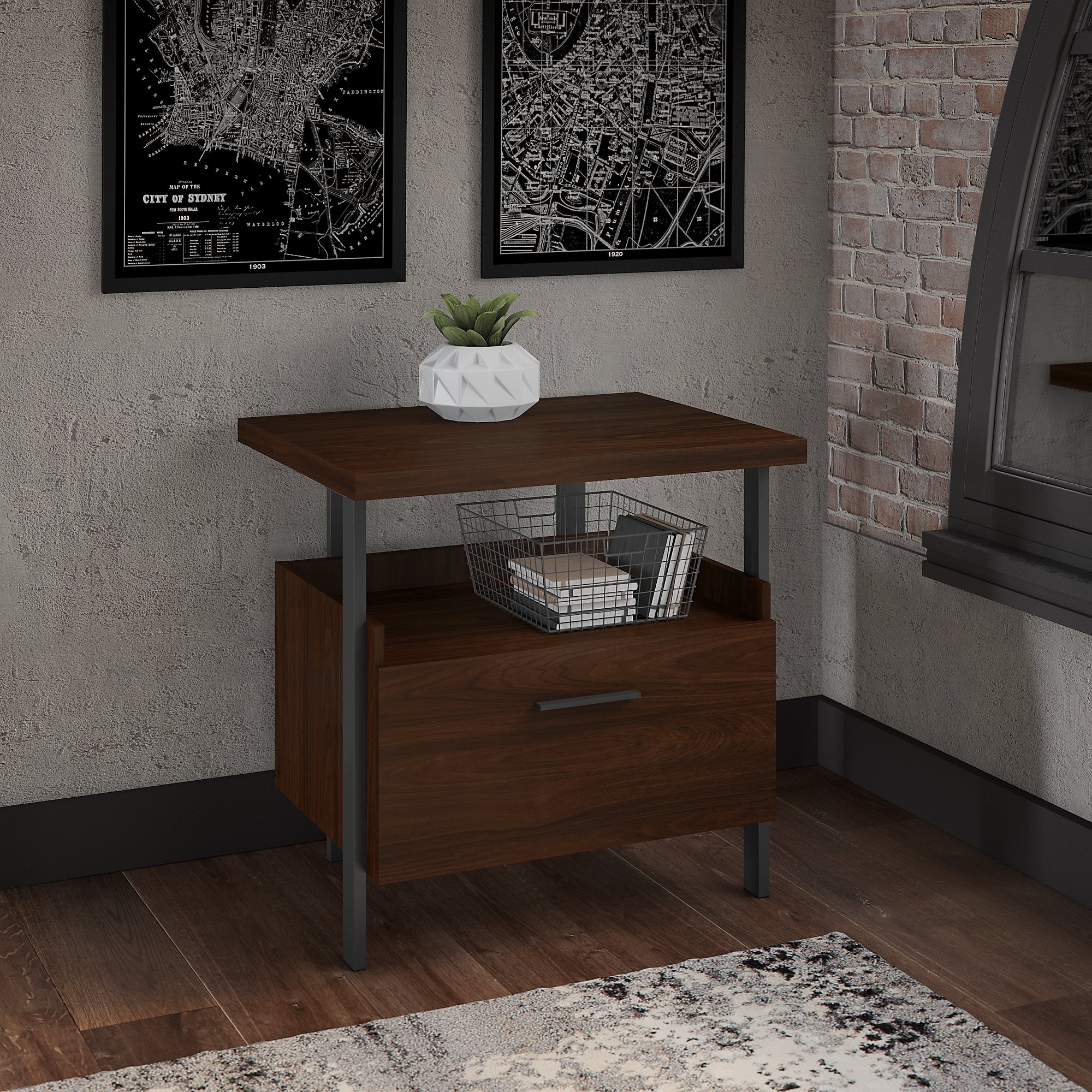 Architect 1 Drawer Lateral File Cabinet In Modern Walnut 1stopbedrooms