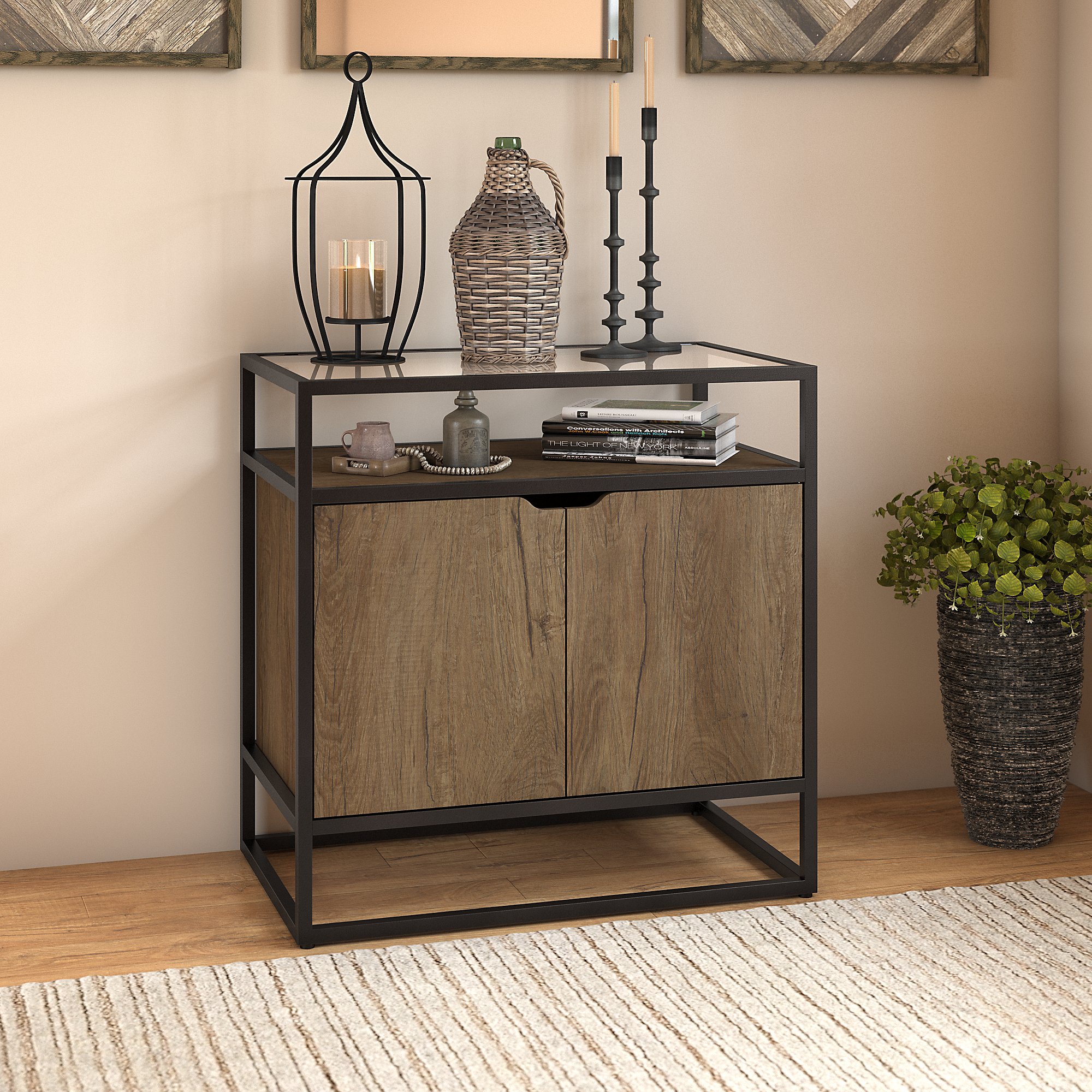 Anthropology Small Storage Cabinet With Doors In Rustic Brown Embossed 1stopbedrooms