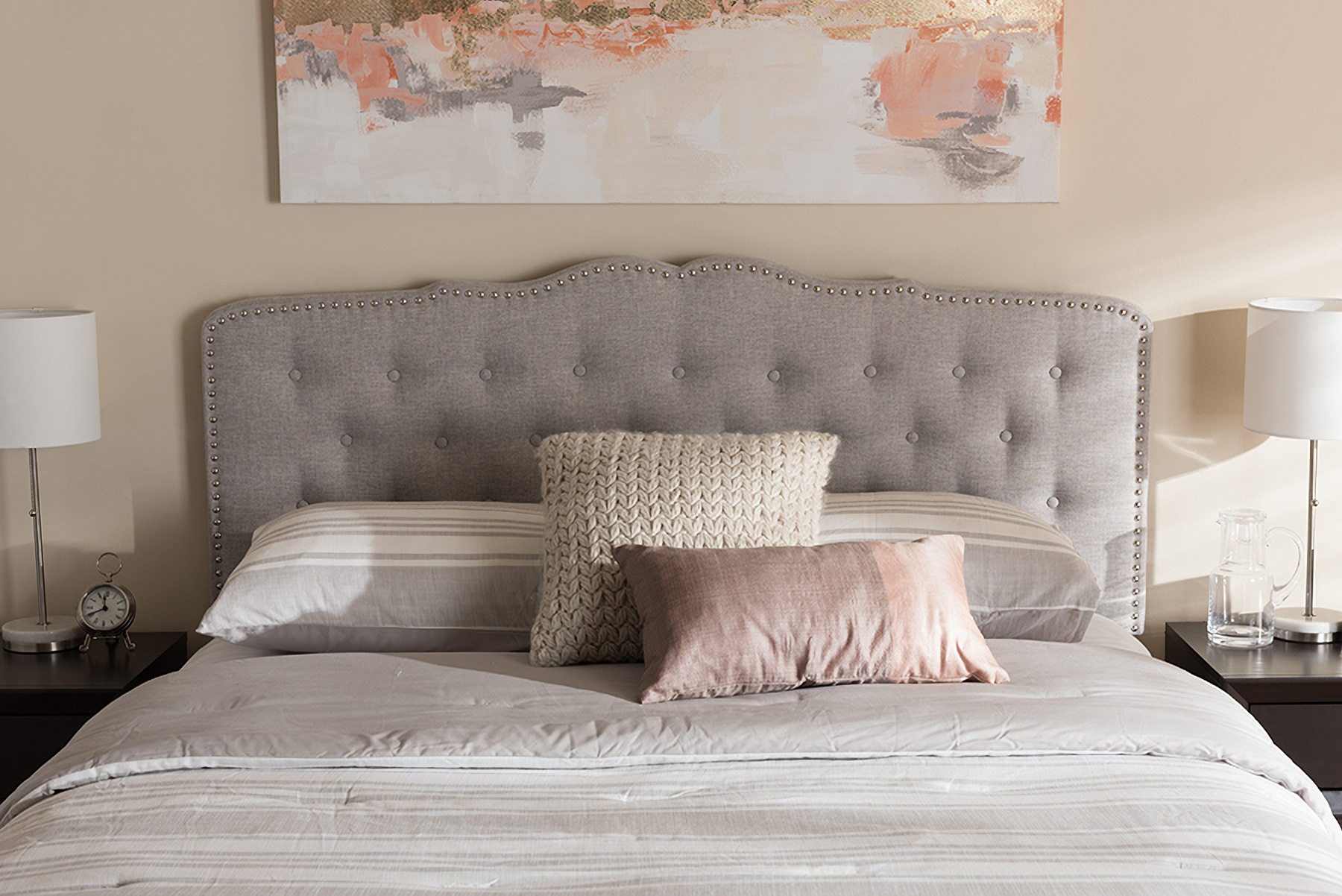 Get 5% in rewards with club o! baxton studio lucy modern and contemporary greyish beige fabric king size headboard