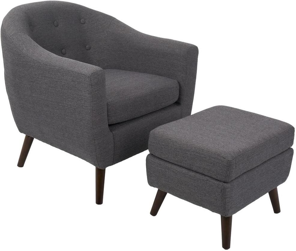 Rockwell Charcoal Gray Accent Chair And Ottoman 1stopbedrooms