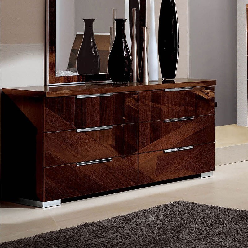 Esf Furniture Capri Double Dresser In Walnut 1stopbedrooms