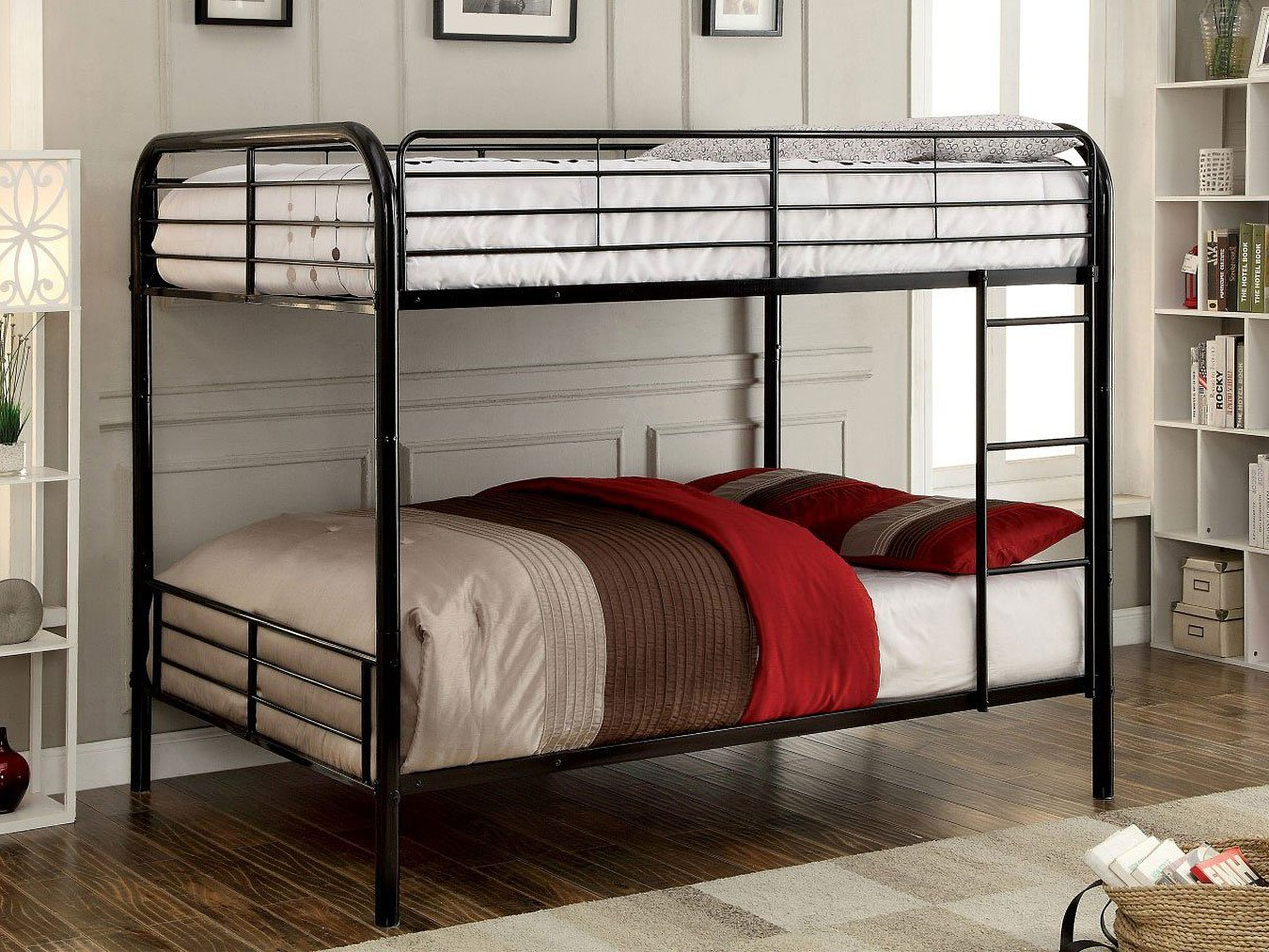 Brocket Metal Full Over Full Bunk Bed Black 1stopbedrooms