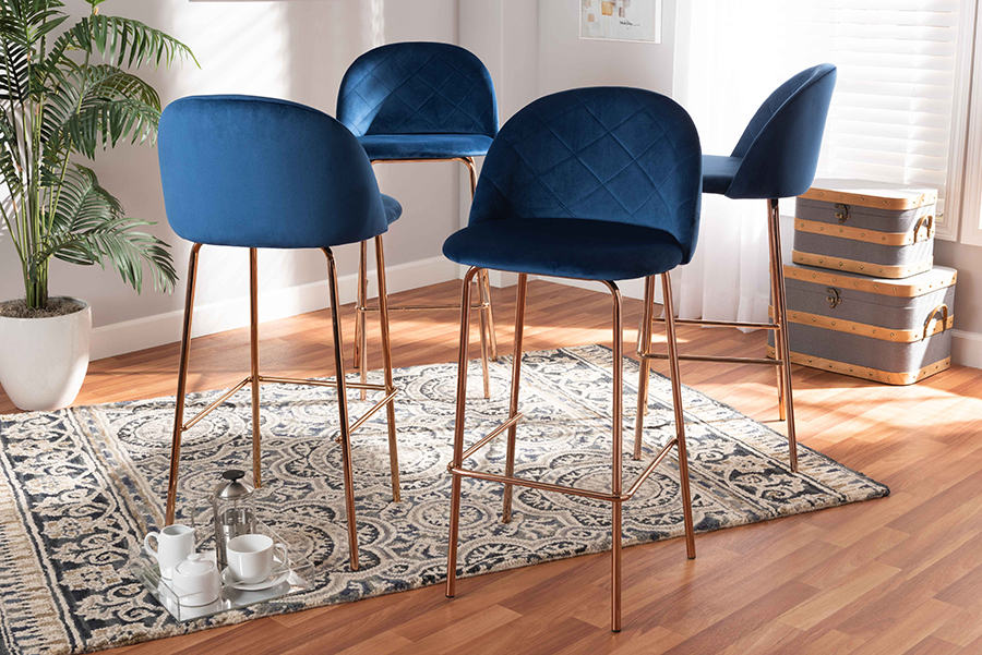 navy gold bar stools