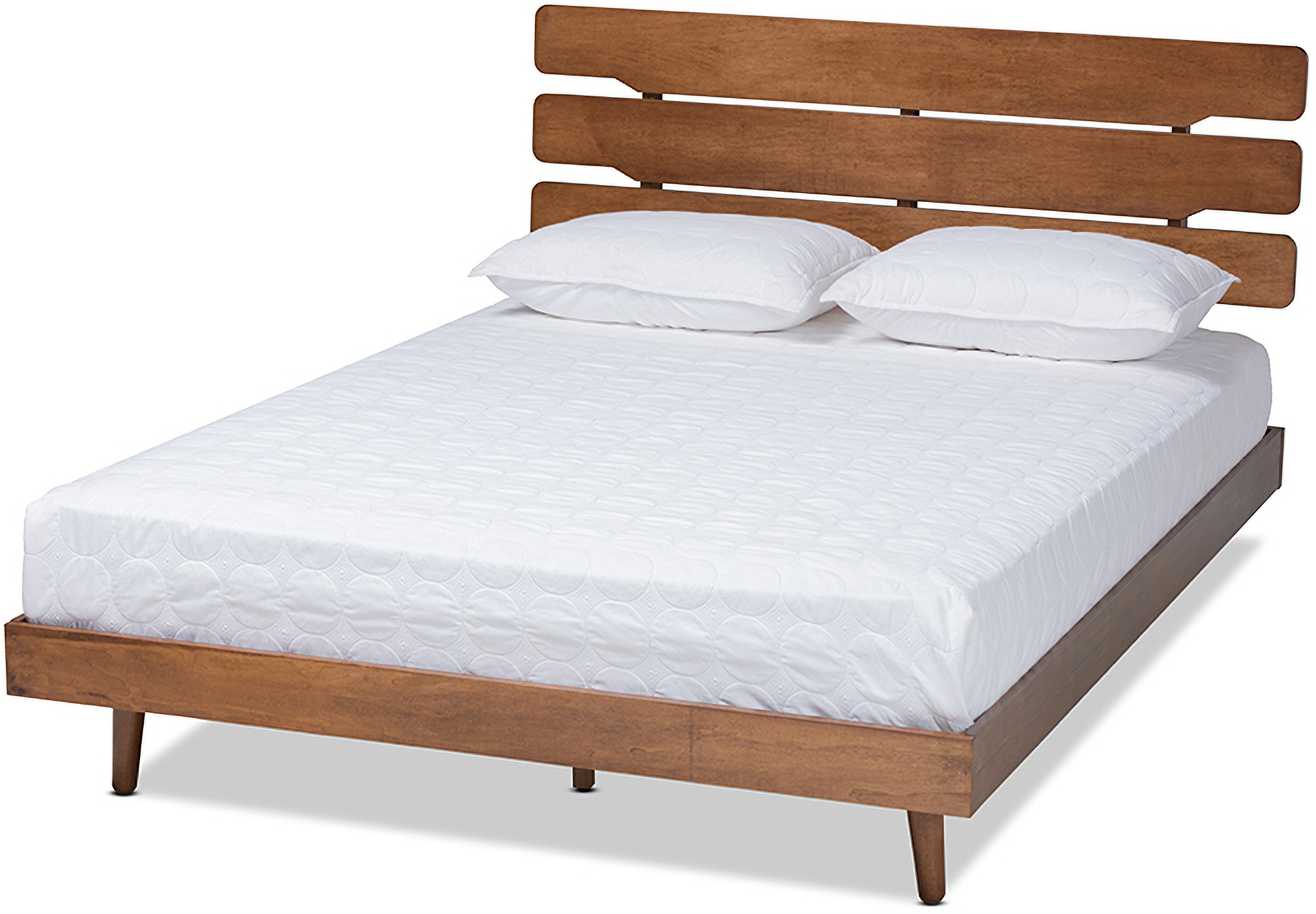 Anzia Mid Century Modern Walnut Finished Wood Queen Size Platform Bed 1stopbedrooms