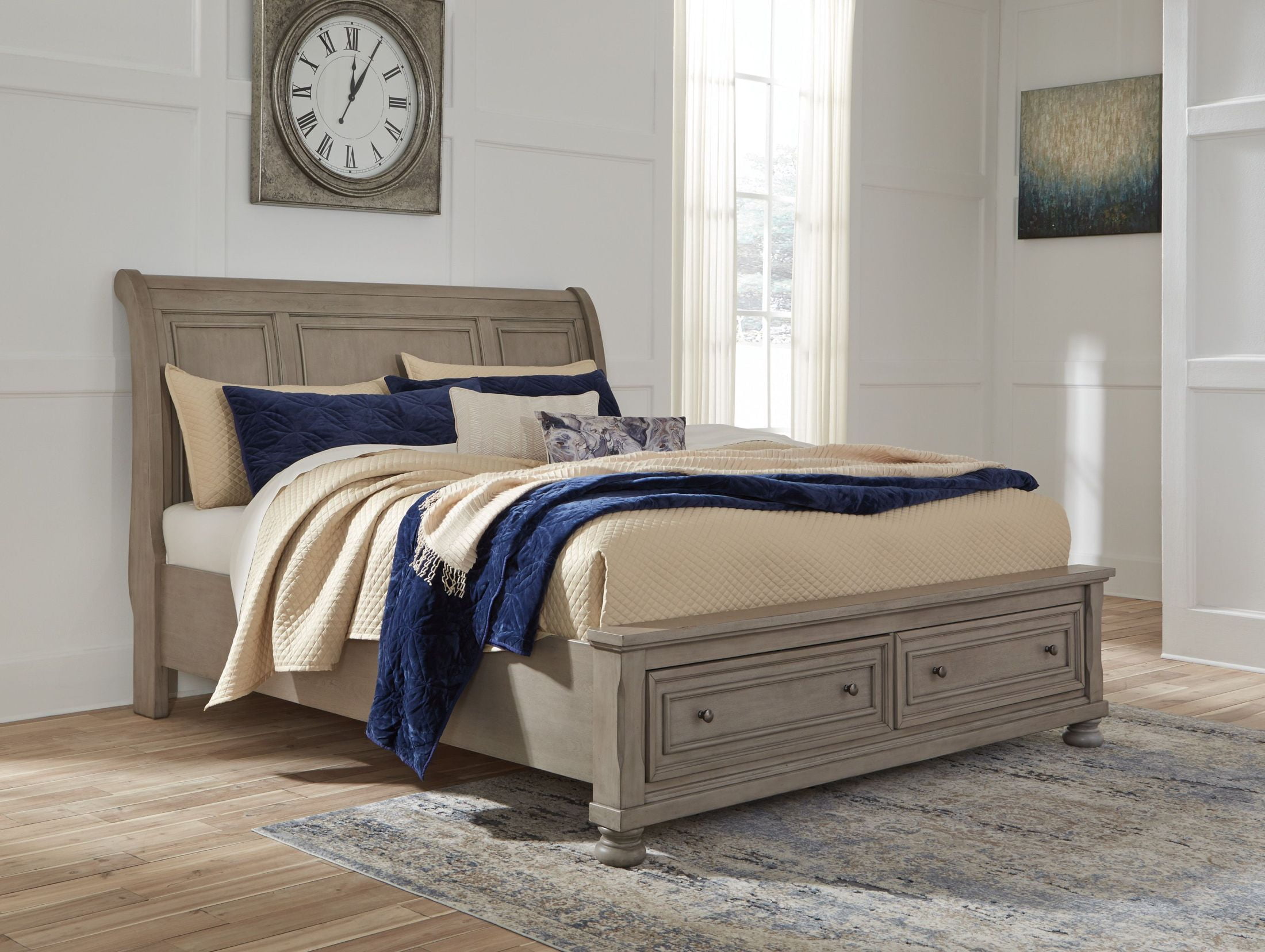 Lettner Light Gray King Sleigh Bed - 1StopBedrooms.