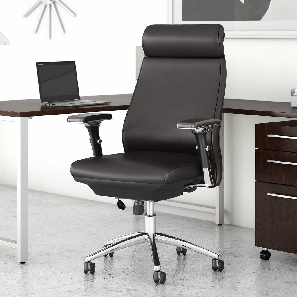 Bush Business Furniture Metropolis High Back Leather Executive Office Chair In Brown 1stopbedrooms