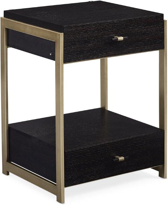 Caracole Modern Black Stained Ash And Bronze Gold Metal Remix Nightstand 1stopbedrooms
