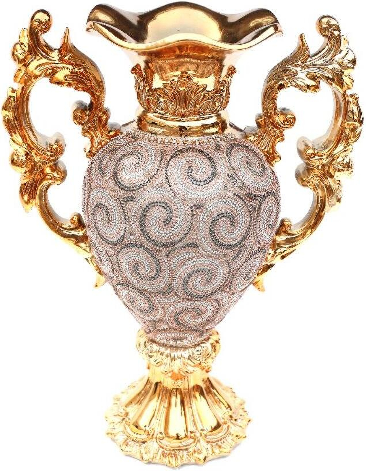 Ceramic Gold Plated Vase With Diamond Incrustation 13 6 X 7 1 X 19h 1stopbedrooms