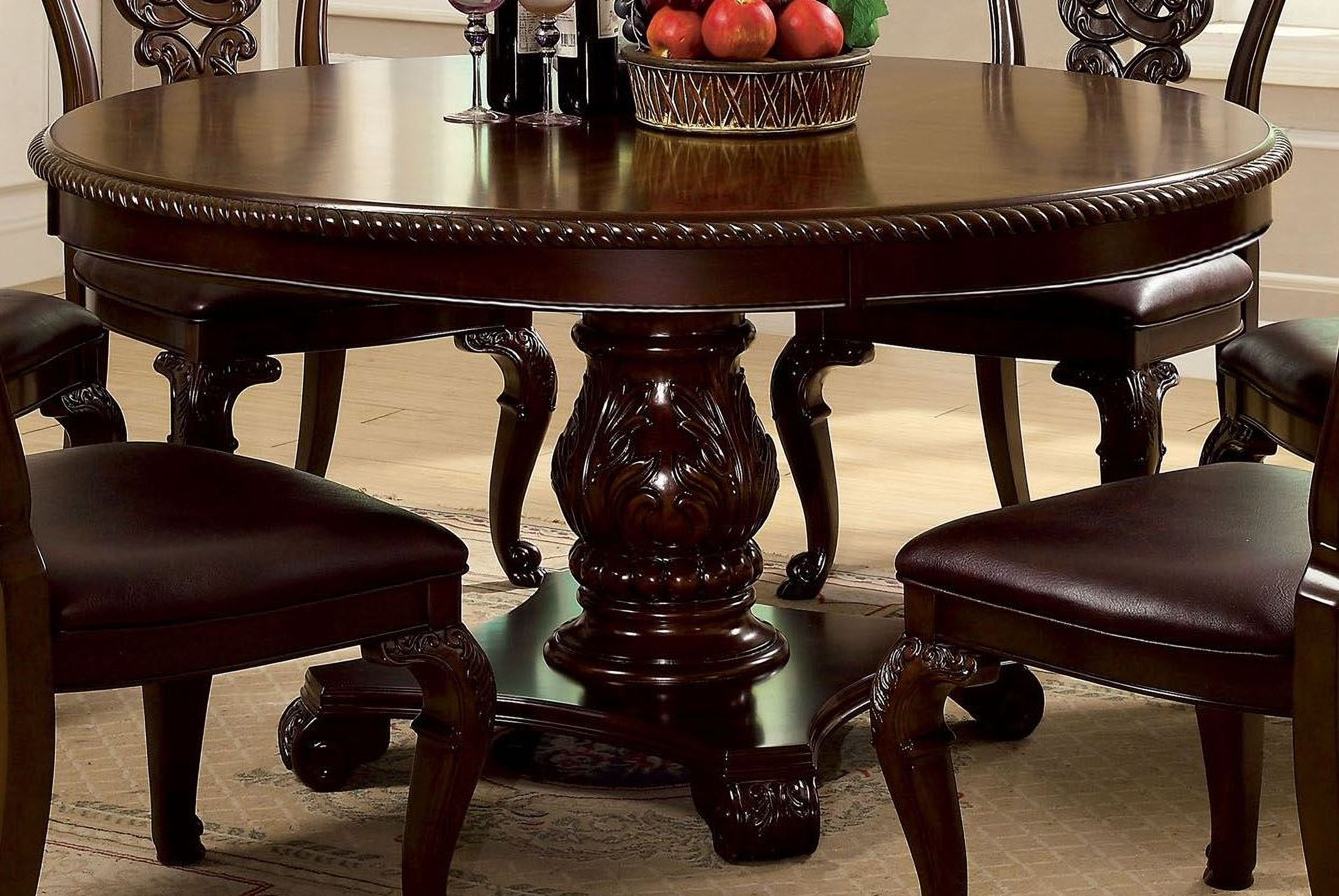 Bellagio Brown Cherry Round Pedestal Dining Table 1stopbedrooms Bellagio Brown Cherry Round Pedestal, Round Cherry Wood Dining Table