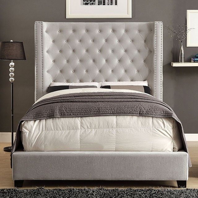 The platform metal bed frame / foundation is a stylish and useful alternative to a box spring. cierra ivory cal king upholstered platform bed